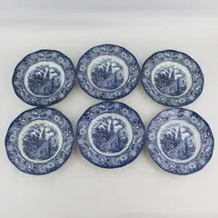 Set of 6 Staffordshire Liberty Blue Old North Church Wide Rim Soup Bowls