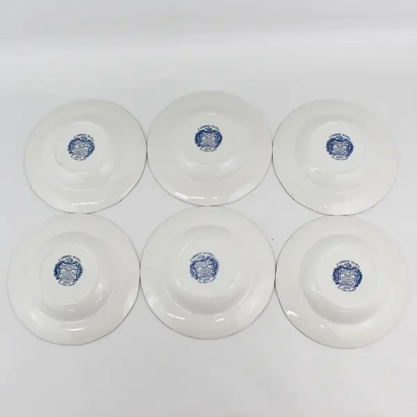Set of 6 Staffordshire Liberty Blue Old North Church Wide Rim Soup Bowls