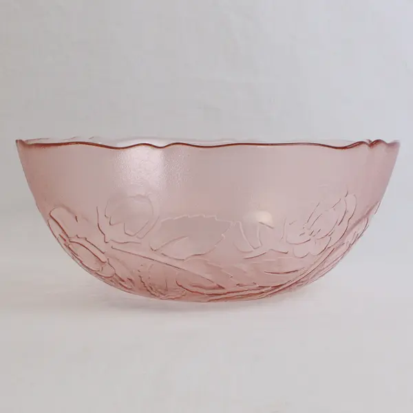 Arcoroc Rosa Pink (Rosaline) Pattern Clear Glass Round Serving Bowl 9.25"