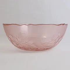 Arcoroc Rosa Pink (Rosaline) Pattern Clear Glass Round Serving Bowl 9.25"