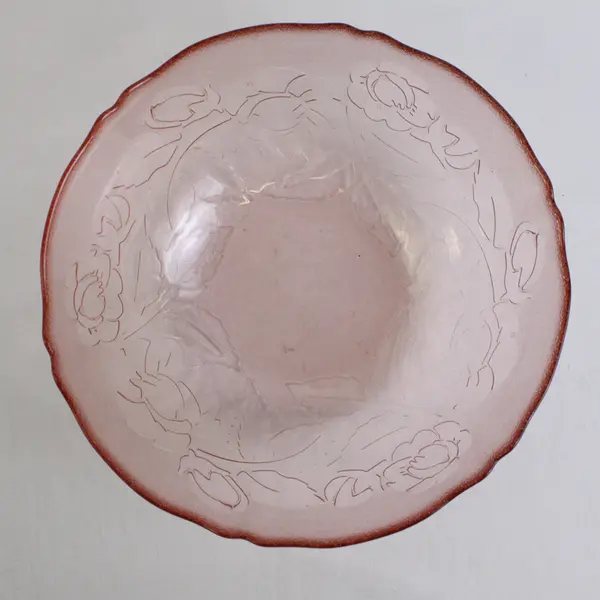 Arcoroc Rosa Pink (Rosaline) Pattern Clear Glass Round Serving Bowl 9.25"
