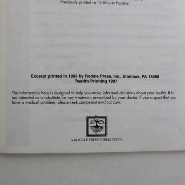 5-Minute Cures Fast Action Remedies for Common Health Problems Excerpt 1997 PB