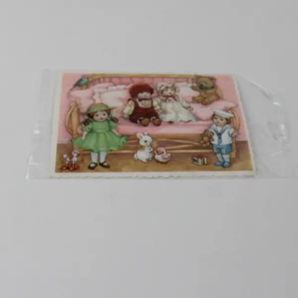 VTG 1984 Hallmark Send A Sticker Postcard Antique Dolls