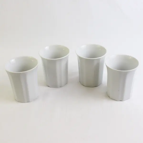 Lot Of 4 Pier 1 Imports Matching Solid White Ceramic Mugs With Handle 4" Tall