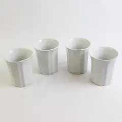 Lot Of 4 Pier 1 Imports Matching Solid White Ceramic Mugs With Handle 4" Tall
