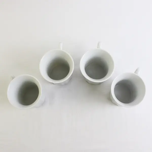 Lot Of 4 Pier 1 Imports Matching Solid White Ceramic Mugs With Handle 4" Tall