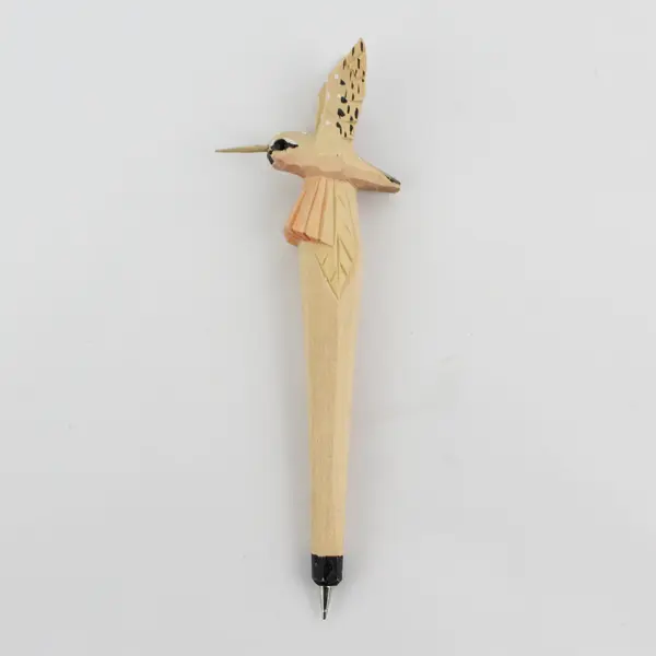 Hand Carved Hummingbird Wood Handle Ink Pen
