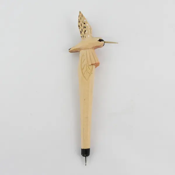 Hand Carved Hummingbird Wood Handle Ink Pen