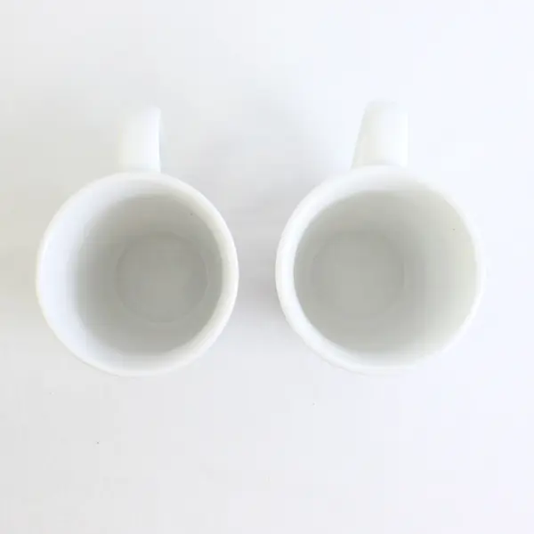 Lot Of 2 Corning Ware Matching Solid White Ceramic Mugs With Handle 4.25" Tall