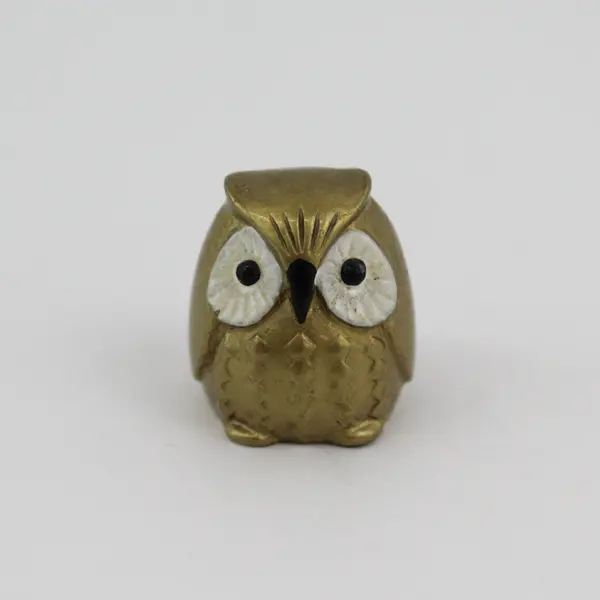 Vintage Miniature Brass Owl Figurine  1 Inch