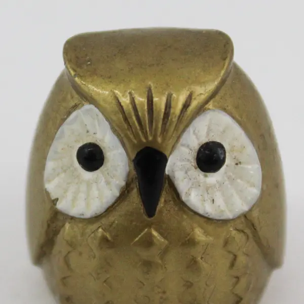 Vintage Miniature Brass Owl Figurine  1 Inch