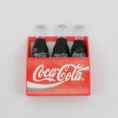 1995 Coca Cola Carrier With 3 Bottles Refrigerator Magnet Set