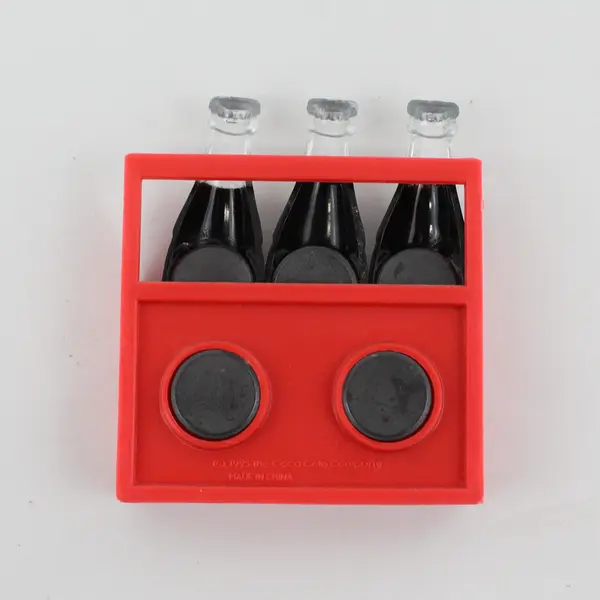 1995 Coca Cola Carrier With 3 Bottles Refrigerator Magnet Set