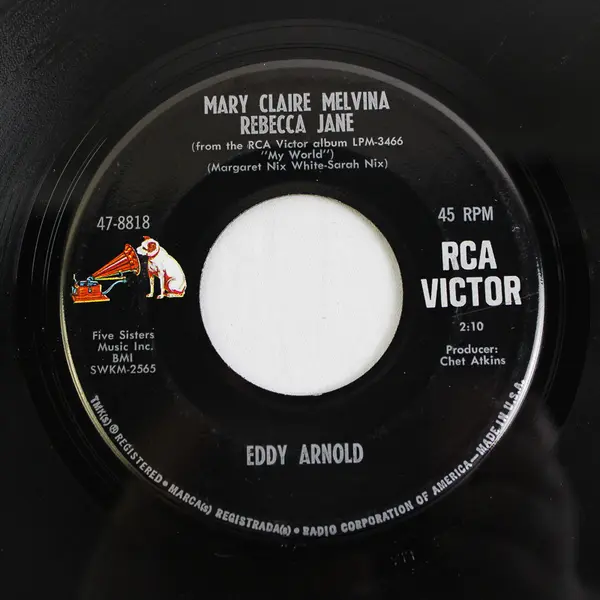 Eddy Arnold 45 The Last Word In Lonesome Is Me /Mary Claire Melvina Rebecca Jane