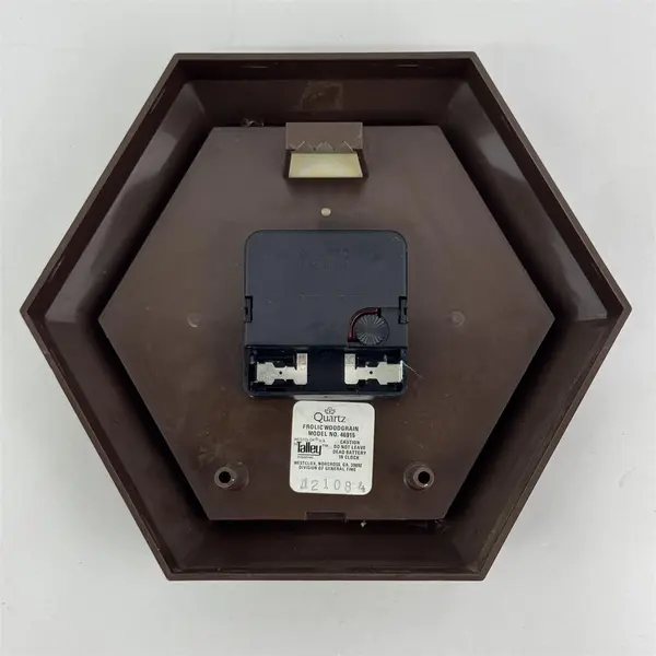 Westclox Hexagon Wall Clock Frolic Woodgrain Model No. 46915