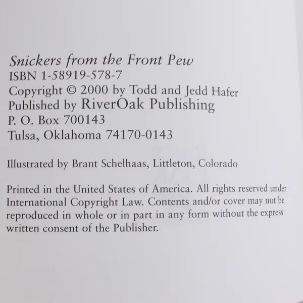 Snickers from the Front Pew by Todd & Jedd Hafer 2000 PB Two Preacher's Kids