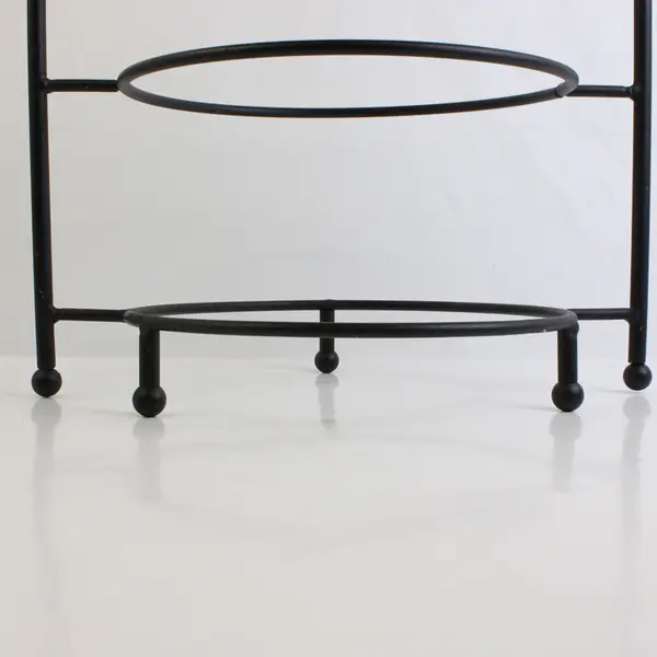 Lot of 2 Wrought Iron 2-Tiered Pie Rack Stands Rustic Primitive Kitchen Decor