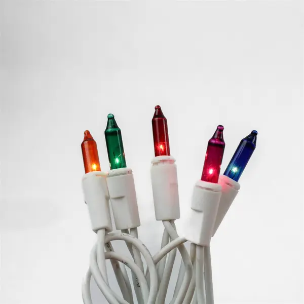 Multicolor Incandescent Christmas Lights White Cord 40 ft FLAWED