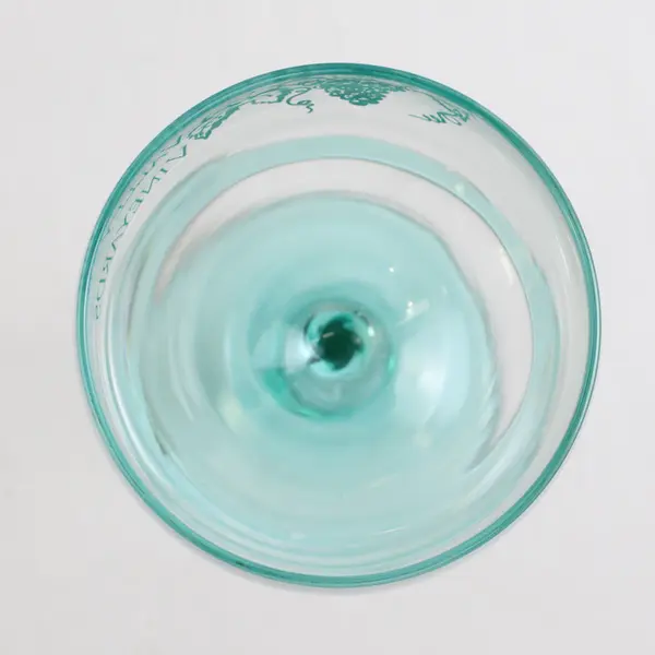 Unbranded Clear/Blue "Willamette Valley Vineyards" Wine Glass 7.75" Tall