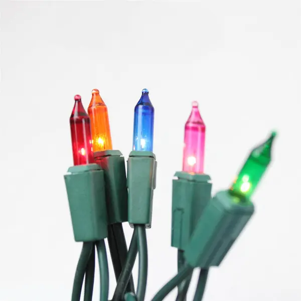 Lot of 3 Strings Multicolor Incandescent Christmas Lights Green Cord TESTED