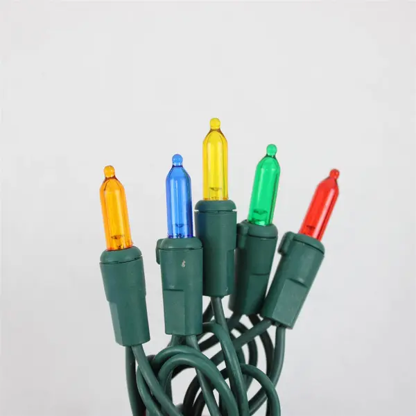 Lot of 3 Strings Multicolor Incandescent Christmas Lights Green Cord TESTED