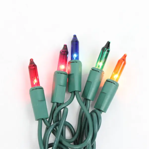 Lot of 3 Strings Multicolor Incandescent Christmas Lights Green Cord TESTED