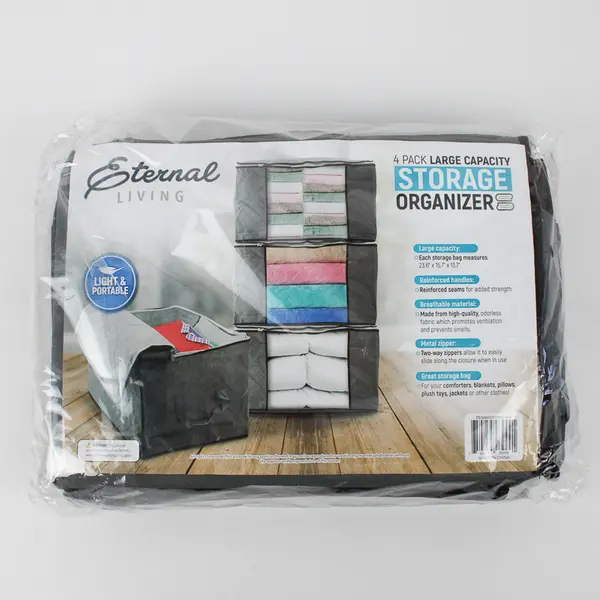 Eternal Living Gray 4 Pack Large Capacity Storage Organizer Two Zipper