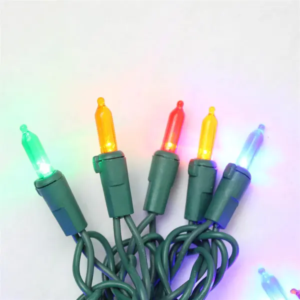 Lot of 2 Strings Multicolor LED Christmas Lights Green Cord TESTED