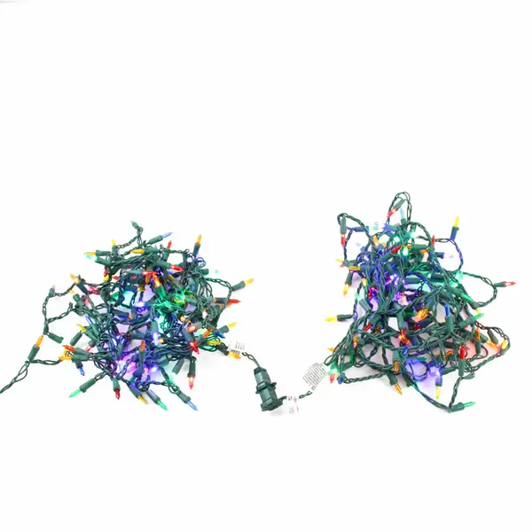 Lot of 2 Strings Multicolor LED Christmas Lights Green Cord TESTED