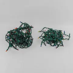 Lot of 2 String Multicolor Christmas Lights Green Cord FLAWED