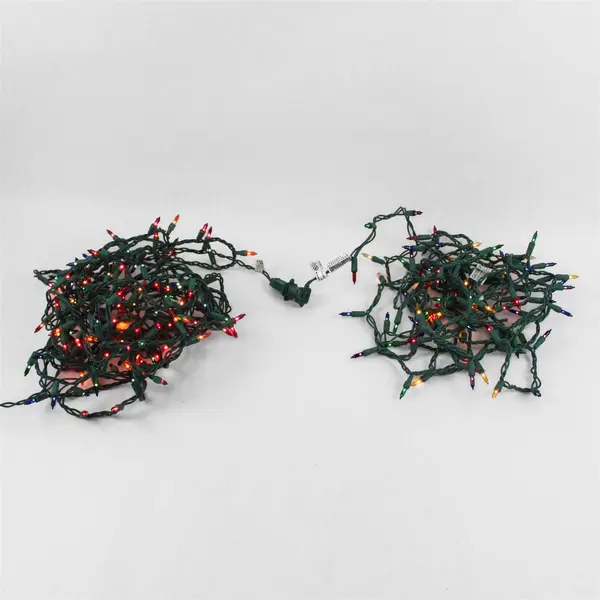 Lot of 2 String Multicolor Christmas Lights Green Cord FLAWED