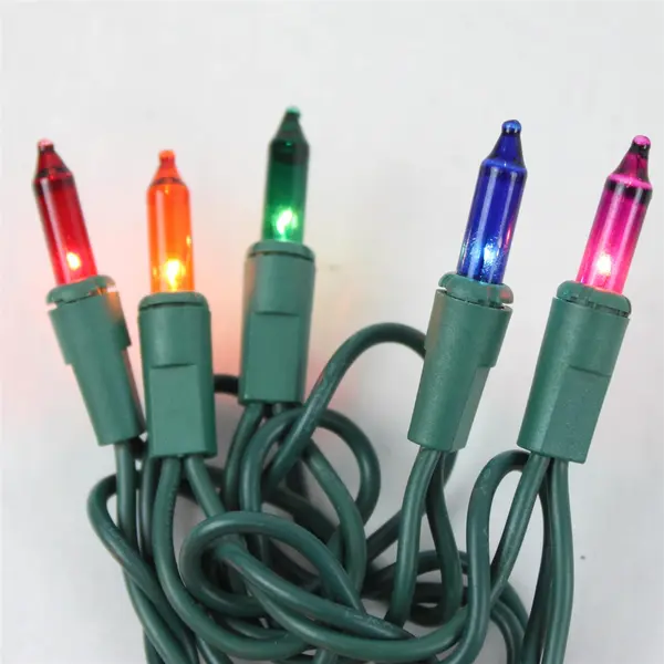 Lot of 2 String Multicolor Christmas Lights Green Cord FLAWED