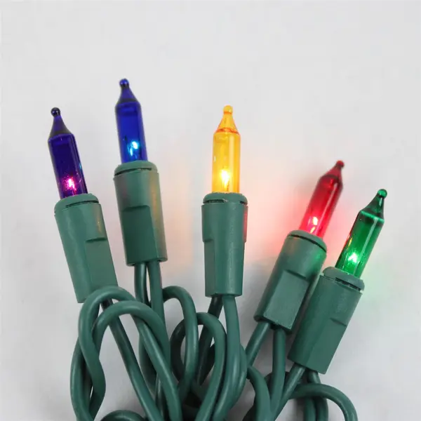 Lot of 2 String Multicolor Christmas Lights Green Cord FLAWED
