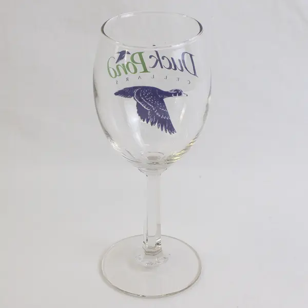  Unbranded Clear Glass "Duck Pond Cellars" Wine Glass 7" Tall