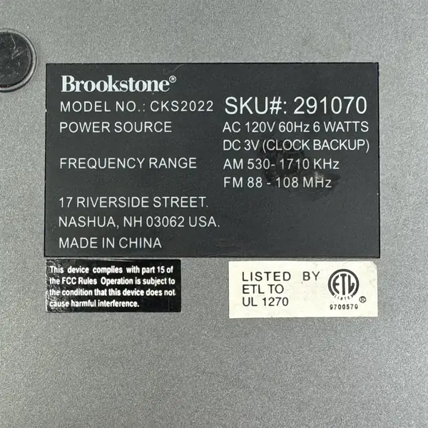 Brookstone CKS2022 AM/FM SmartSet Dual Alarm Clock Radio Works