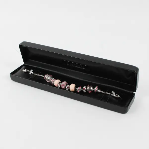 Crescent Jewelers Pink and Silver-Tone Beaded Charm Bracelet