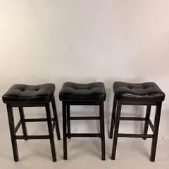 Set of 3 Black Pleather Coaster 30 Inch Barstools - Local Pickup Only