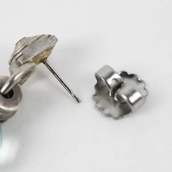 Silver-Tone Industrial Modernist Style Teardrop Bead Dangle Earrings