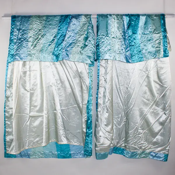 Lot Of 2 Xhilaration Matching Shiny Blue Rod Pocket Curtains 55" x  84" Each