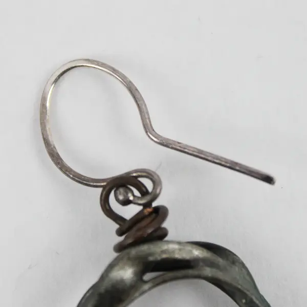 Silver-Tone Industrial Modernist Style Loop Beaded Dangle Earrings