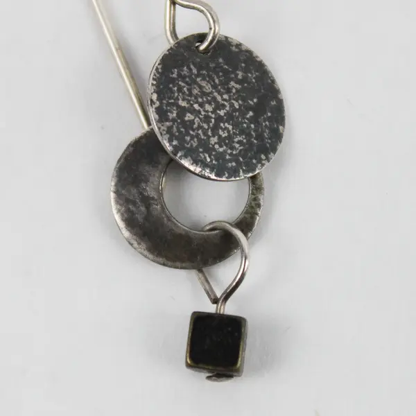 Silver-Tone Industrial Modernist Style Geometric Dangle Earrings