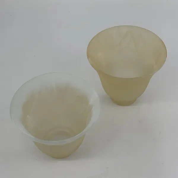 Lot of 2 Frosted White Swirl Glass Light Shades Globes Replacement