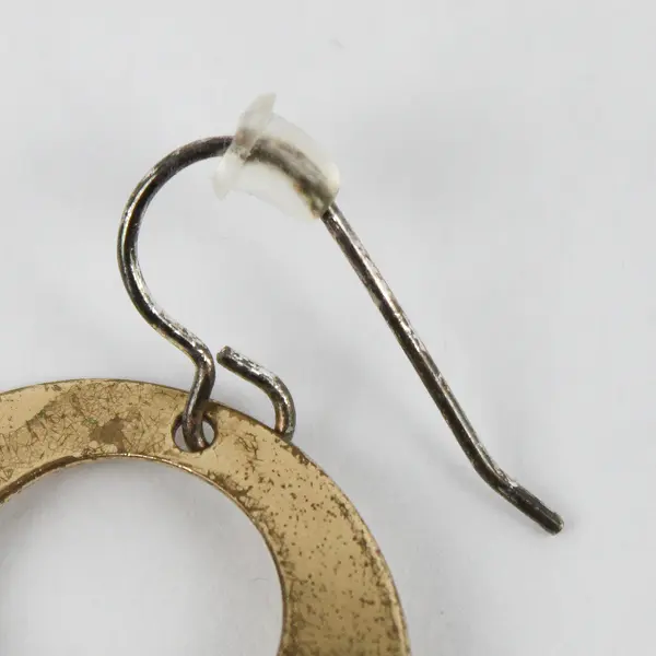 Mixed Metal Industrial Modernist Style Hoop Dangle Earrings