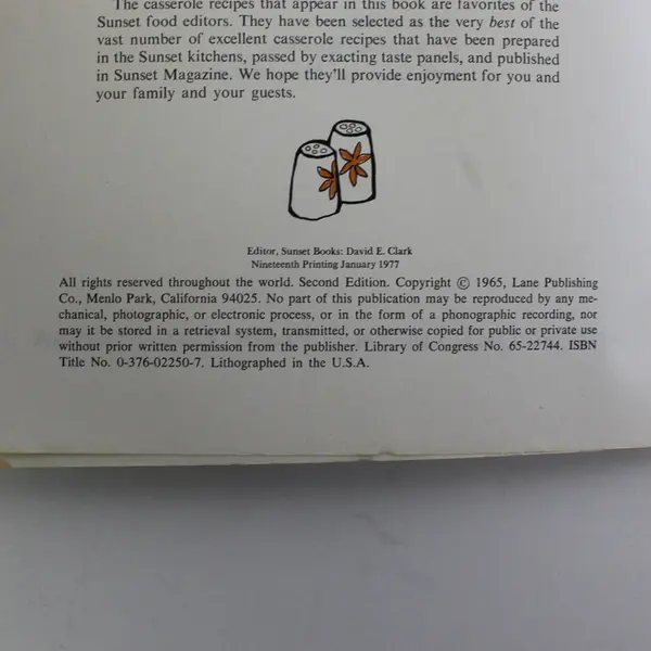 Vintage The Sunset Casserole Book 1977 Paperback Illustrated Cookbook