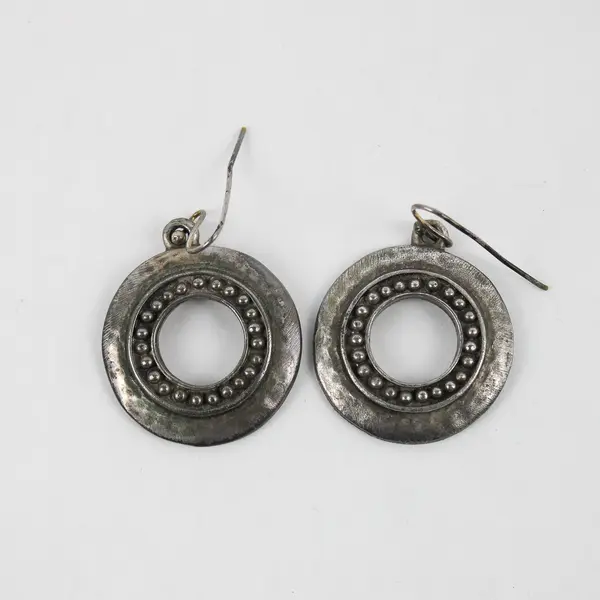 Chico's Silver-Tone Textured Hoop Dangle Earrings