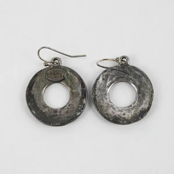 Chico's Silver-Tone Textured Hoop Dangle Earrings