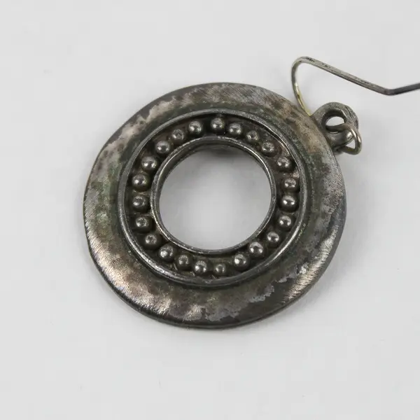 Chico's Silver-Tone Textured Hoop Dangle Earrings