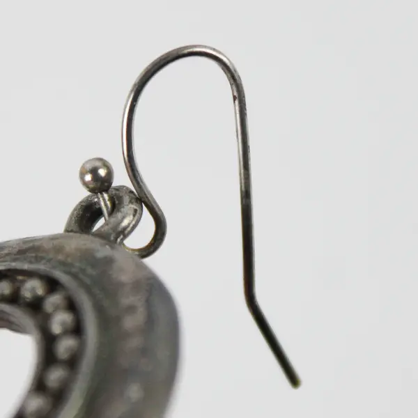 Chico's Silver-Tone Textured Hoop Dangle Earrings