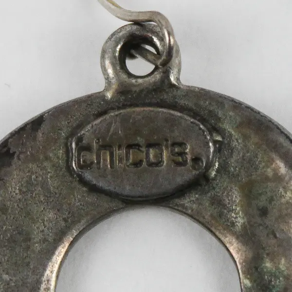 Chico's Silver-Tone Textured Hoop Dangle Earrings