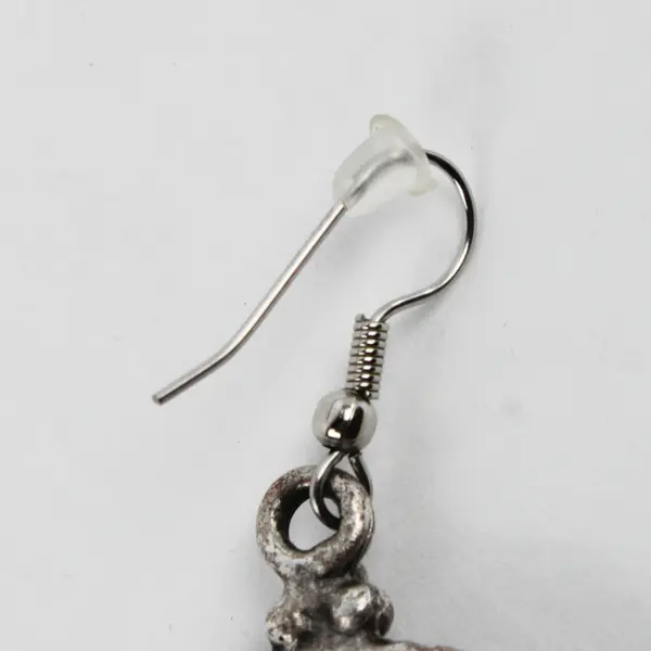 Silver-Tone Textured Round Dangle Earrings